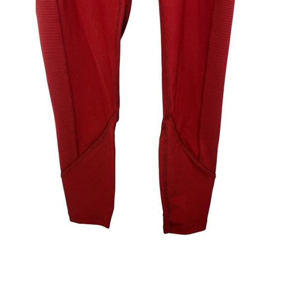 Lululemon Athletica Women's Daily Lineup 7/8 Red Ribbed 12 Legging Tight Gym - Picture 5 of 11